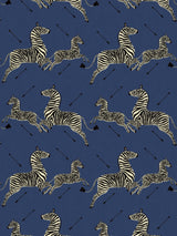 Scalamandre SC 000536378 DENIM ZEBRAS - OUTDOOR Fabric - Eade's Wallpaper