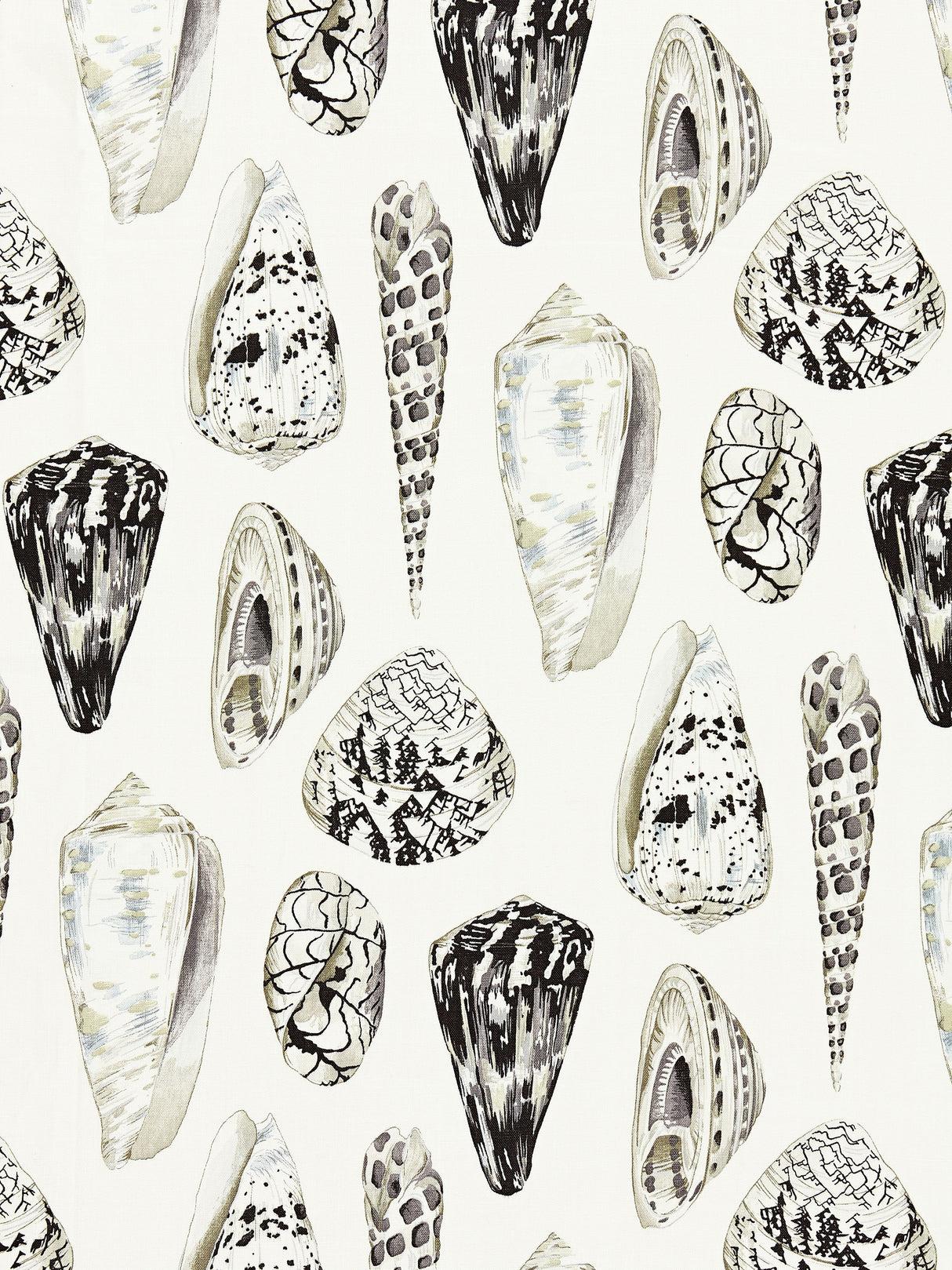 Scalamandre SC 000616397 GRAPHITE COQUINA LINEN PRINT Fabric - Eade's Wallpaper