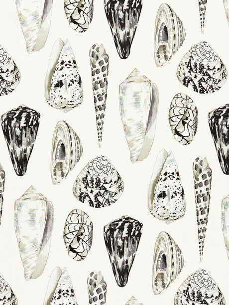 Scalamandre SC 000616397 GRAPHITE COQUINA LINEN PRINT Fabric - Eade's Wallpaper