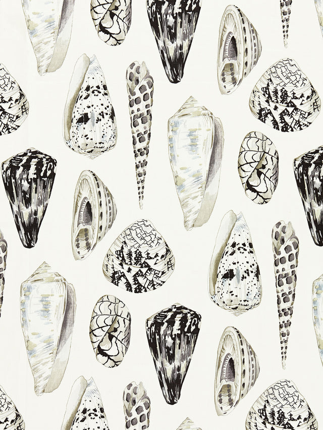 Scalamandre SC 000616397 GRAPHITE COQUINA LINEN PRINT Fabric - Eade's Wallpaper
