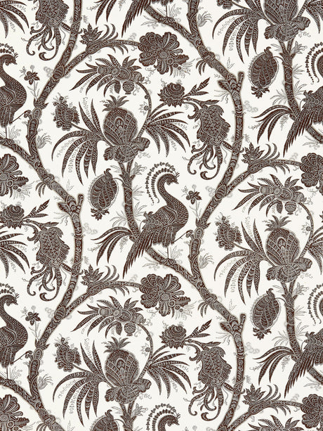 Scalamandre SC 000616575 JAVA BALINESE PEACOCK LINEN PRINT Fabric - Eade's Wallpaper