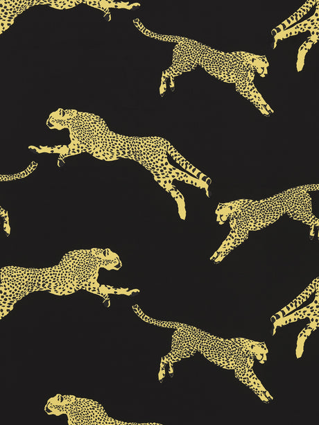 Scalamandre SC 000616634 BLACK MAGIC LEAPING CHEETAH COTTON PRINT Fabric - Eade's Wallpaper