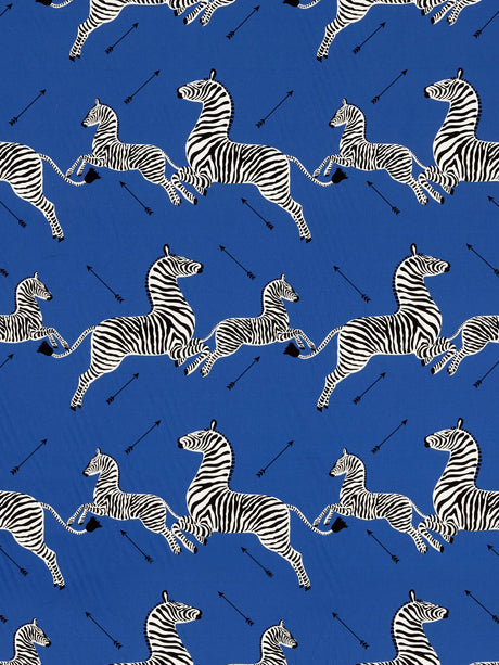 Scalamandre SC 000616641 DENIM ZEBRAS PETITE Fabric - Eade's Wallpaper
