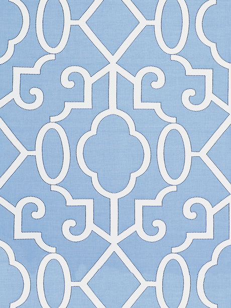 Scalamandre SC 000627012 DELFT MING FRETWORK Fabric - Eade's Wallpaper