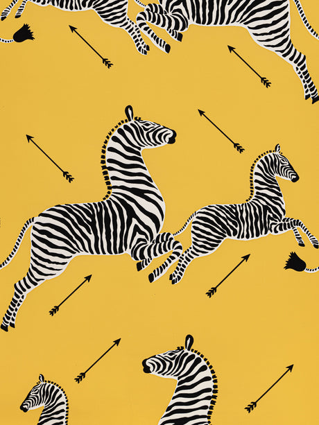 Scalamandre SC 0006WP81388M YELLOW ZEBRAS - WALLPAPER - Eade's Wallpaper