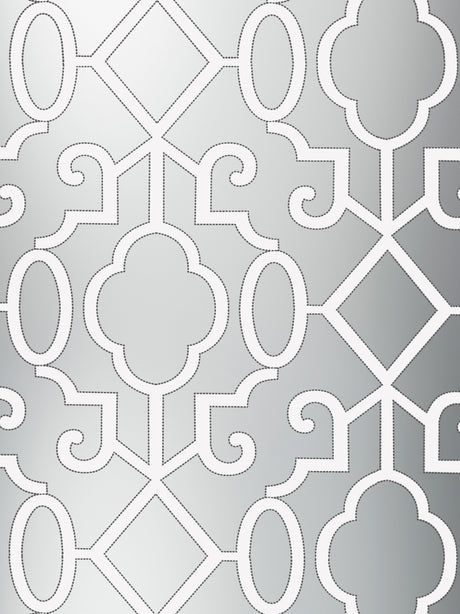 Scalamandre SC 0006WP88356 SILVER - PEARLESCENT MING FRETWORK WALLPAPER - Eade's Wallpaper
