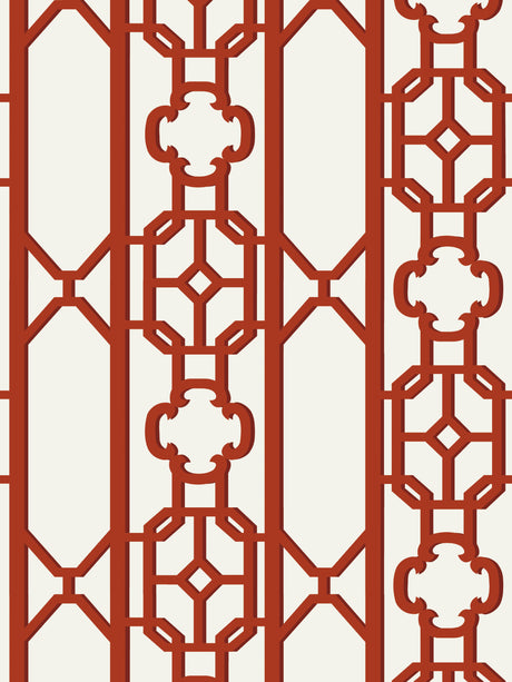 Scalamandre SC 0006WP88582D LACQUER RED JOANNA FRET WALLPAPER - Eade's Wallpaper