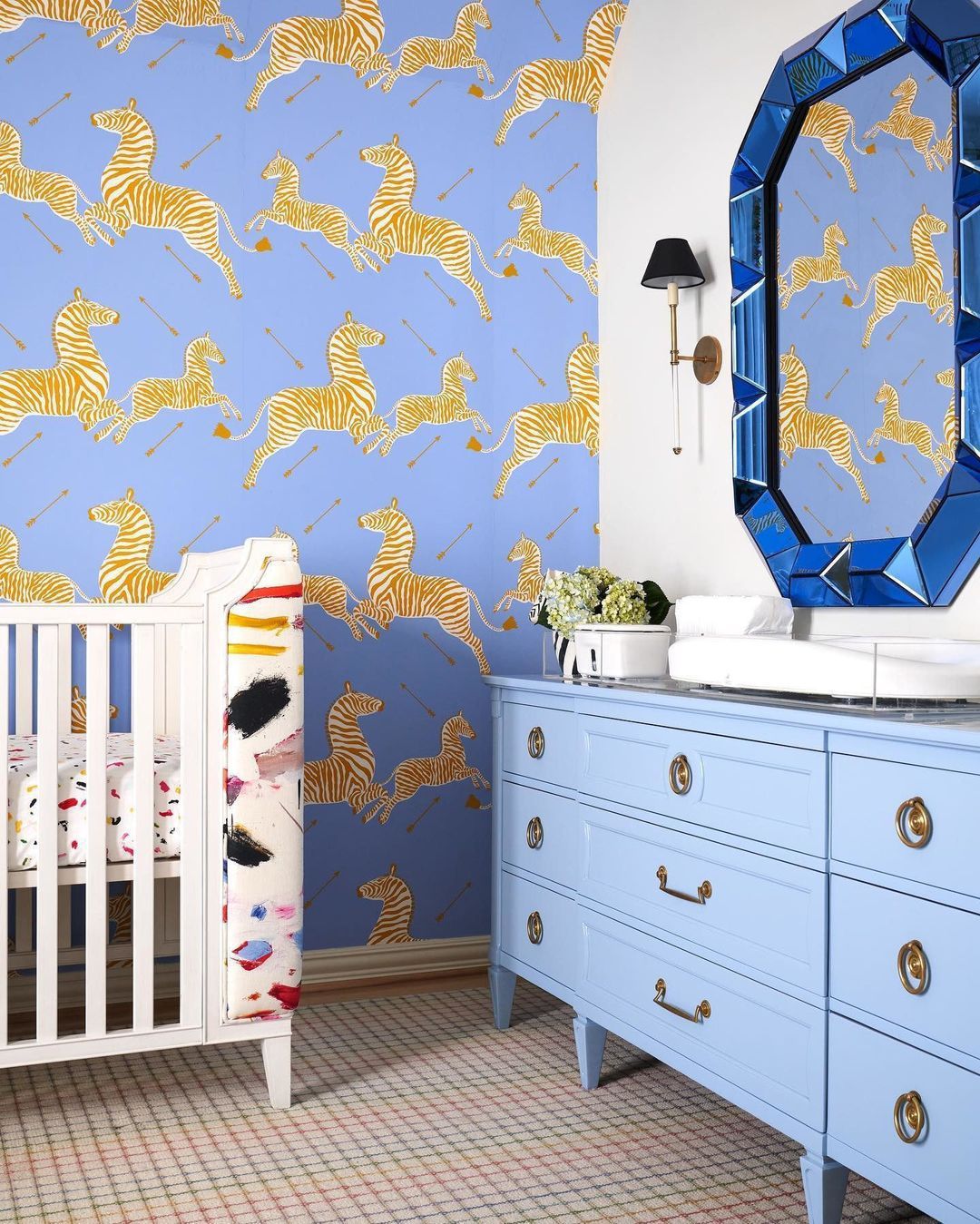 Scalamandre SC 0007WP81388M PERIWINKLE ZEBRAS - WALLPAPER - Eade's Wallpaper