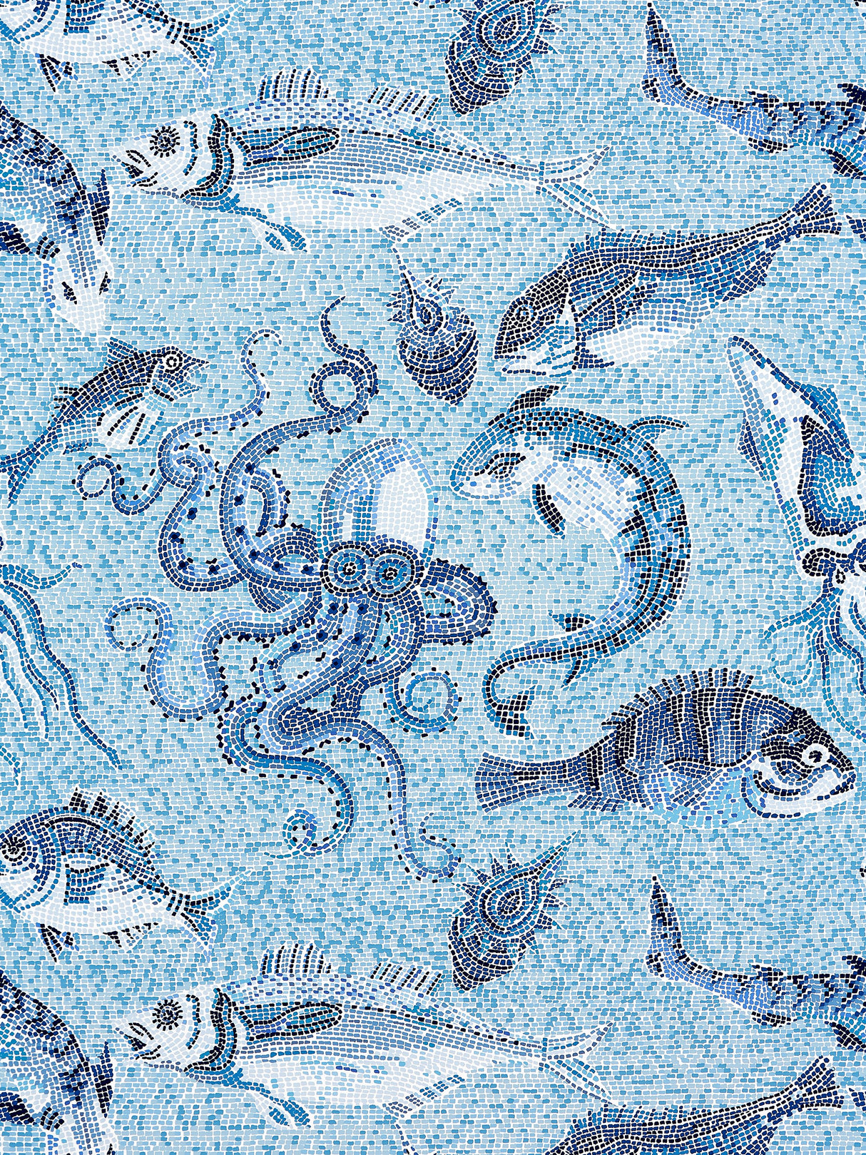 Scalamandre SC 0007WP81545 BLUE MIKONOS WALLPAPER - Eade's Wallpaper