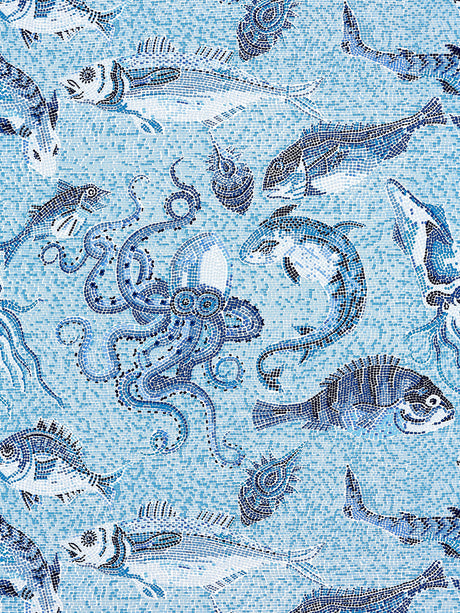 Scalamandre SC 0007WP81545 BLUE MIKONOS WALLPAPER - Eade's Wallpaper