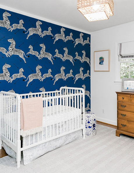 Scalamandre SC 0008WP81388M DENIM ZEBRAS - WALLPAPER - Eade's Wallpaper