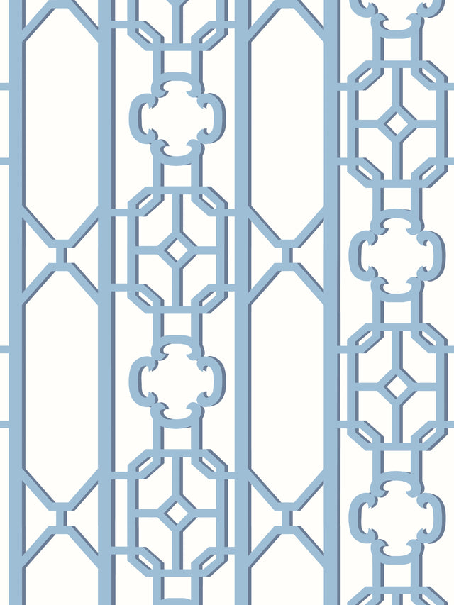 Scalamandre SC 0011WP88582D BLUE JAY JOANNA FRET WALLPAPER - Eade's Wallpaper