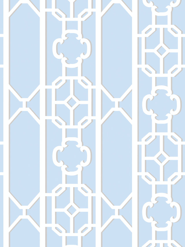 Scalamandre SC 0012WP88582D POWDER BLUE JOANNA FRET WALLPAPER - Eade's Wallpaper