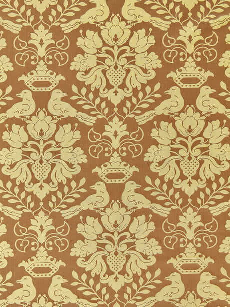 Scalamandre SC 00131098MM CHOCOLATE & GOLD LOVE BIRD Fabric - Eade's Wallpaper