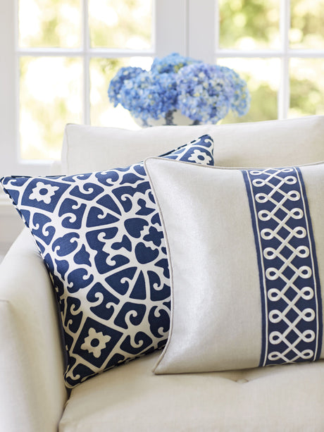 Scalamandre SC 000616559 PEWTER ANSHUN LATTICE Fabric - Eade's Wallpaper