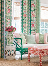 Scalamandre SC 000216613 SPRING GREEN ROYAL PEONY LINEN PRINT Fabric - Eade's Wallpaper