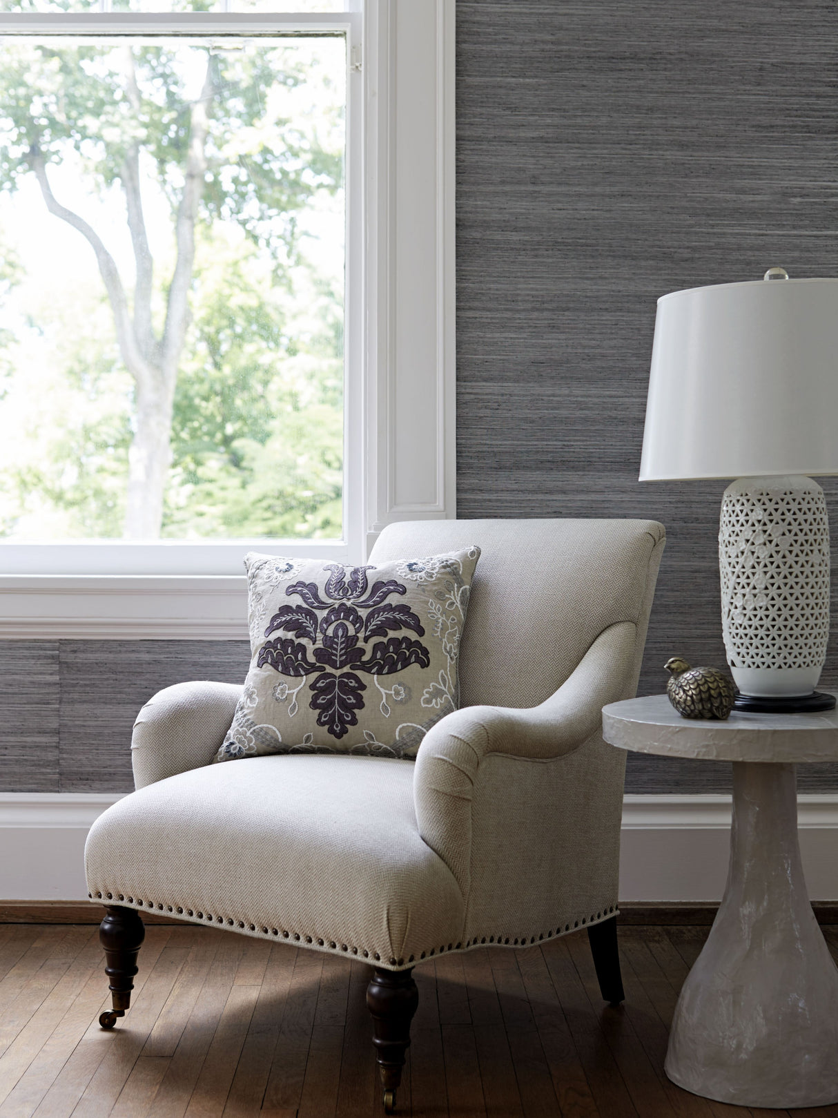 Scalamandre SC 000227033 PORCELAIN ISABELLA EMBROIDERY Fabric - Eade's Wallpaper