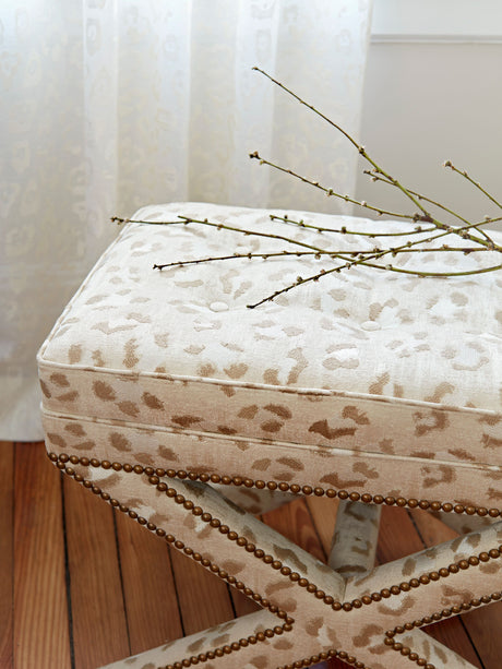 Scalamandre SC 000127054 IVORY LEOPARD LINEN SHEER Fabric - Eade's Wallpaper