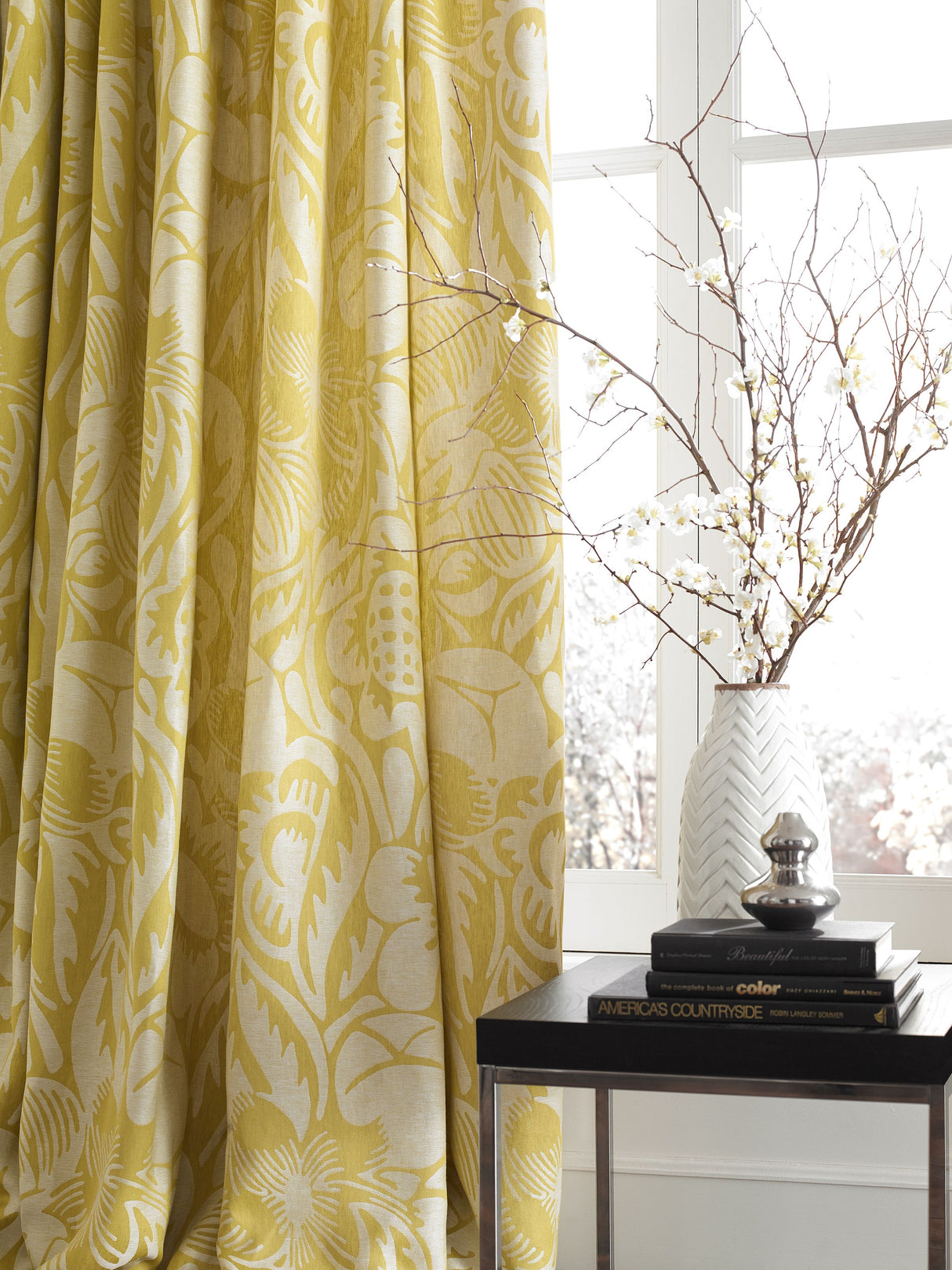 Scalamandre SC 000227131 PEARL GREY DECO FLOWER Fabric - Eade's Wallpaper