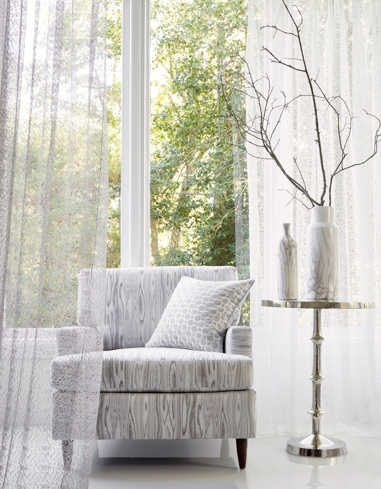 Scalamandre SC 000327146 FOG MODERN LACE Fabric - Eade's Wallpaper