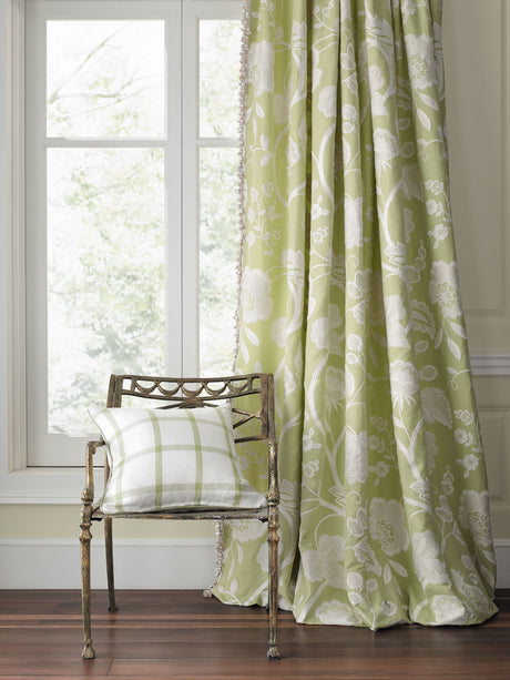 Scalamandre SC 000227152 GREEN TEA WILTON LINEN CHECK Fabric - Eade's Wallpaper