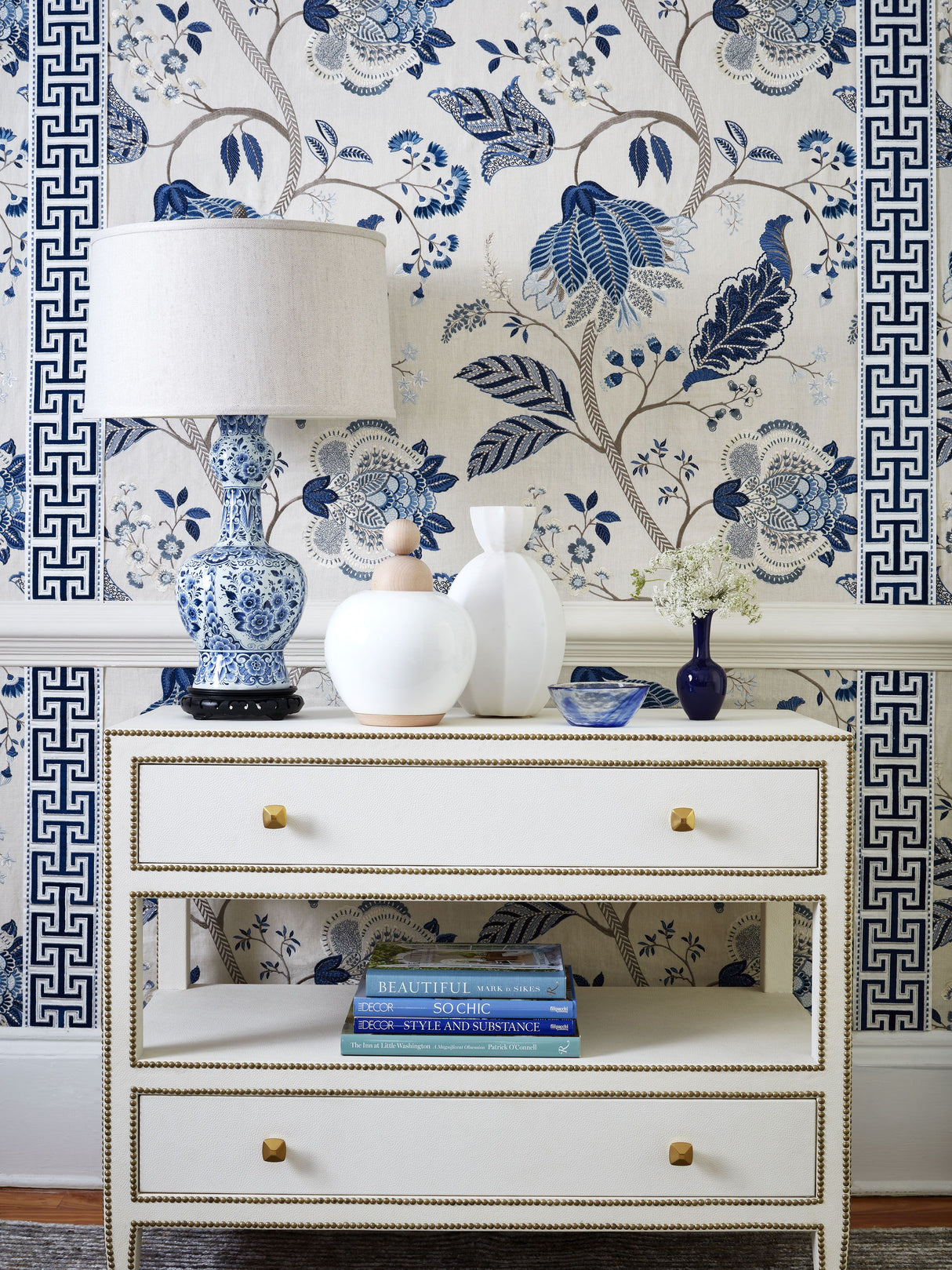 Scalamandre SC 000227175 PORCELAIN PALAMPORE EMBROIDERY Fabric - Eade's Wallpaper