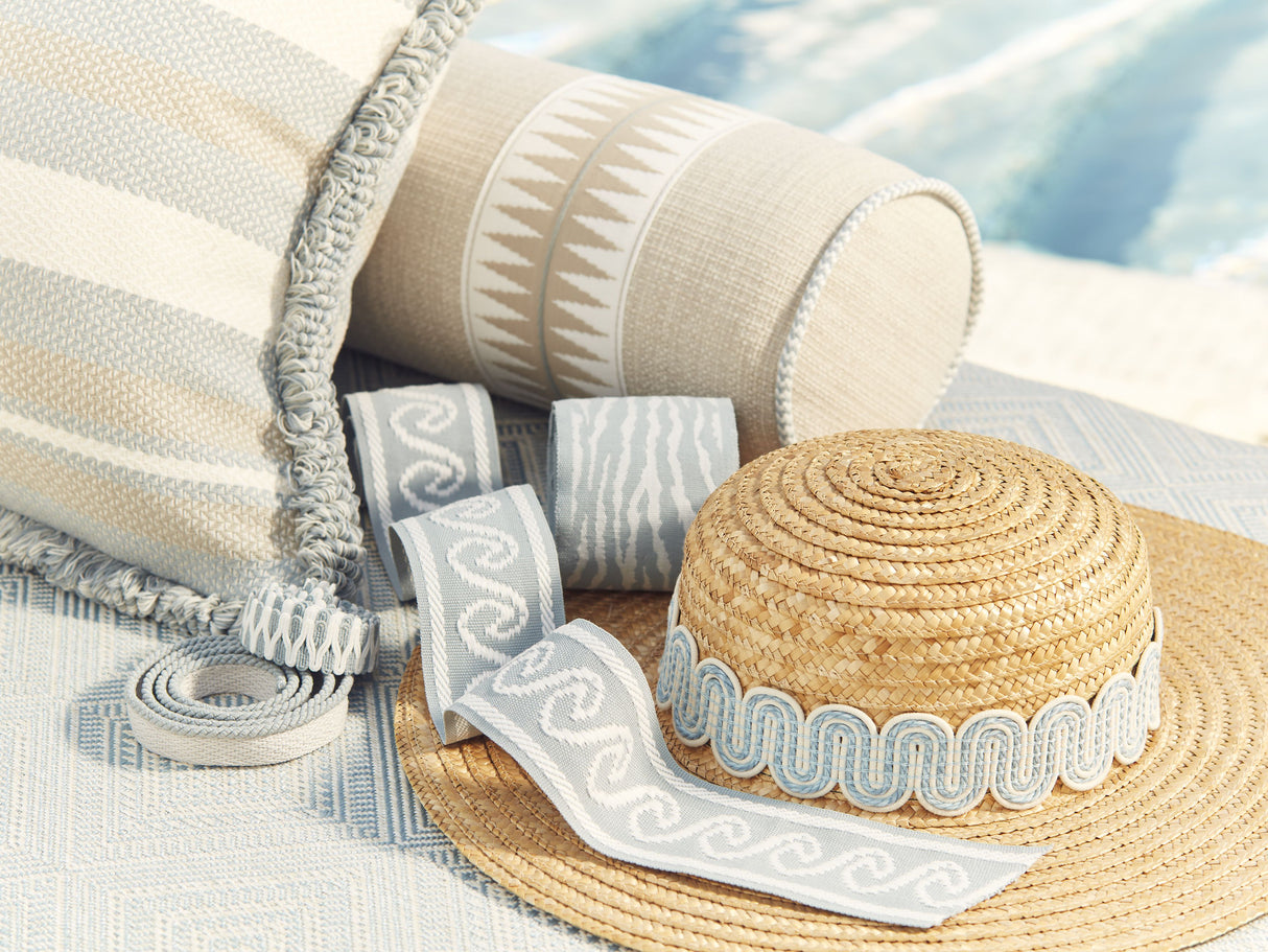 Scalamandre SC 000127188 SEAGULL SANTORINI STRIPE Fabric - Eade's Wallpaper