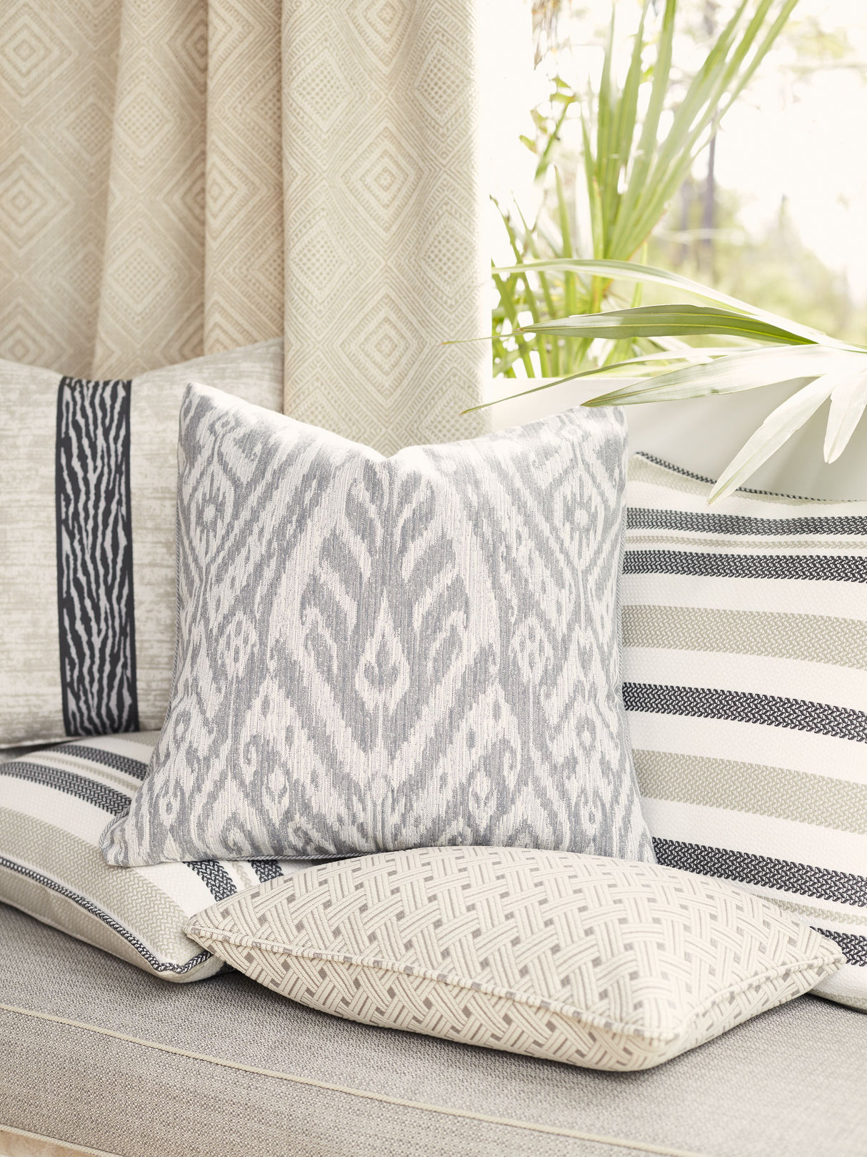 Scalamandre SC 000227196 SMOKE BORNEO IKAT Fabric - Eade's Wallpaper