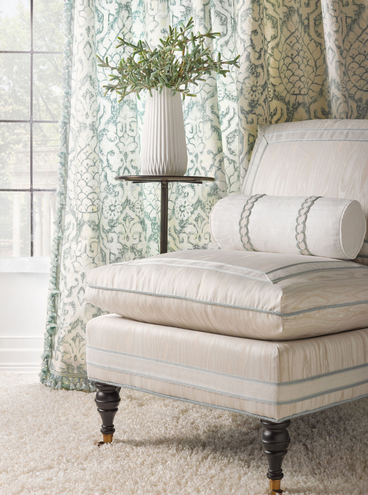 Scalamandre SC 000127217 SKY SURAT EMBROIDERY Fabric - Eade's Wallpaper