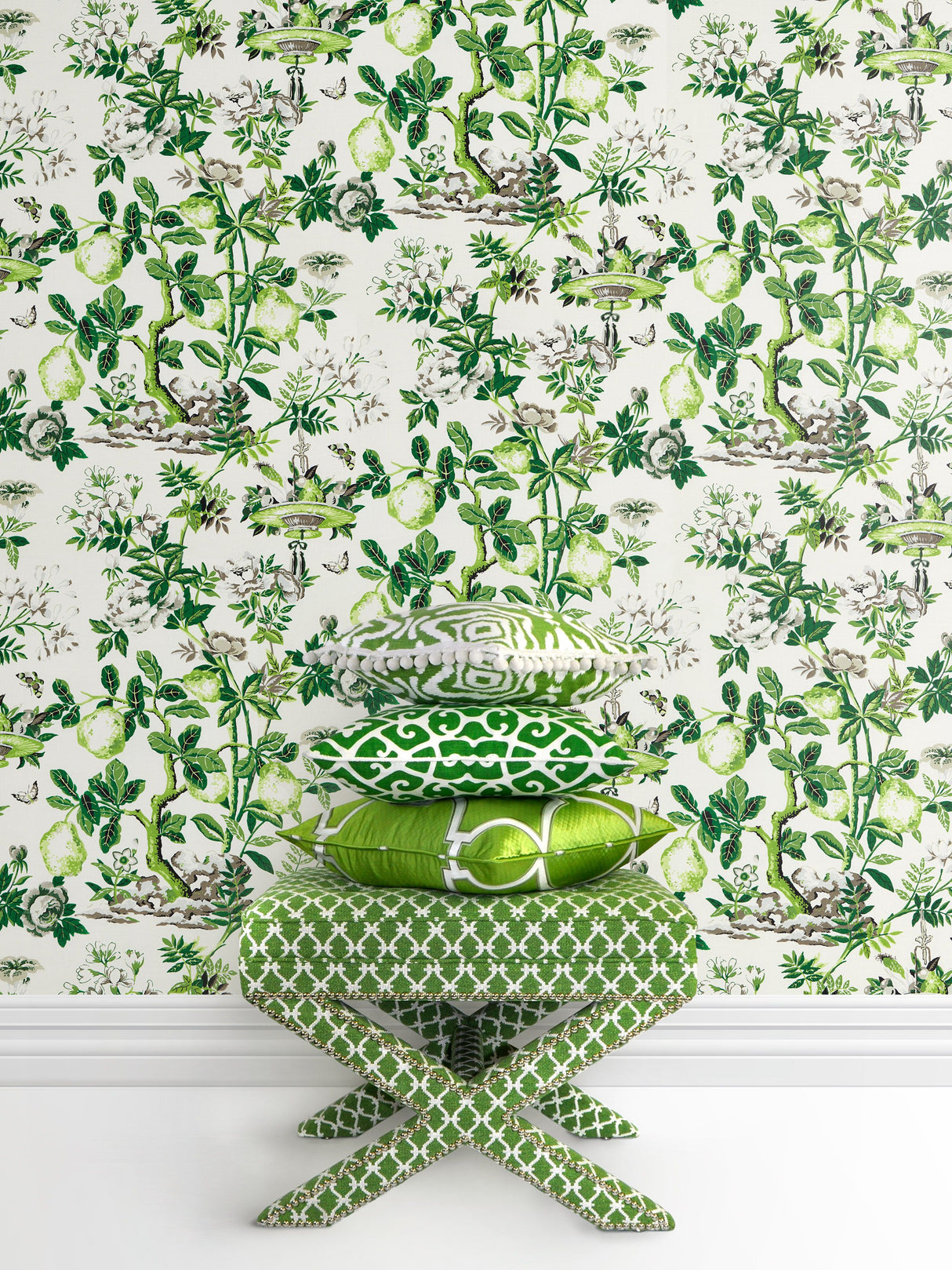 Scalamandre SC 0003WP88377 VERDANCE SHANTUNG GARDEN WALLPAPER - Eade's Wallpaper