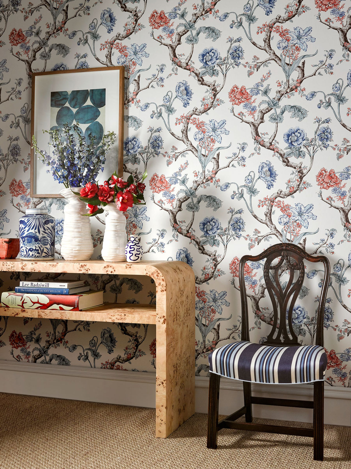 Scalamandre SC 0004WP88432 NOIR ANDREW JACKSON FLORAL WALLPAPER - Eade's Wallpaper