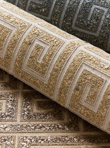 Scalamandre SC 0002WP88557 TIGER EYE FRET MOSAIC GRASSCLOTH WALLPAPER - Eade's Wallpaper