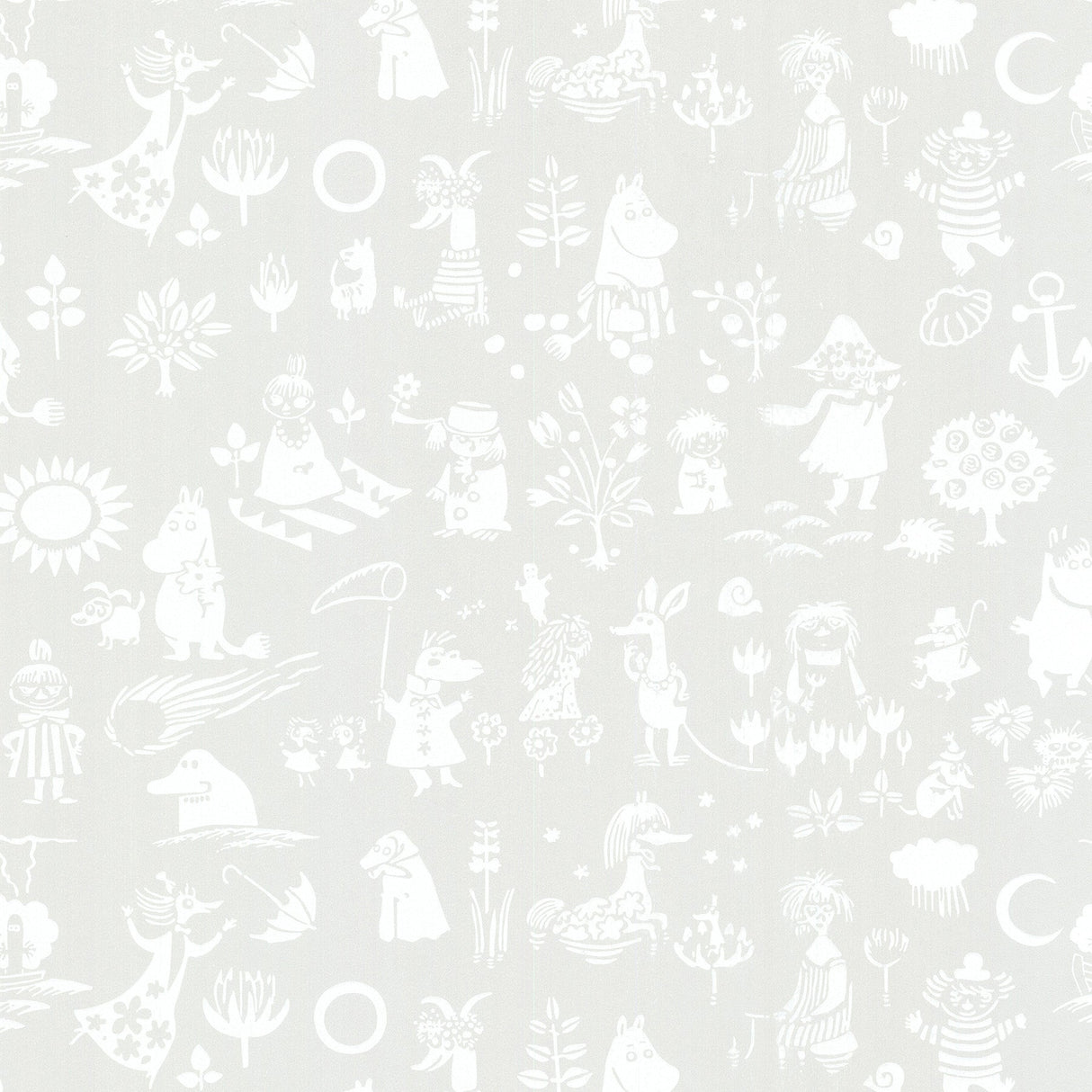 Sandudd SD5164-3 Moomin Light Grey Novelty Wallpaper