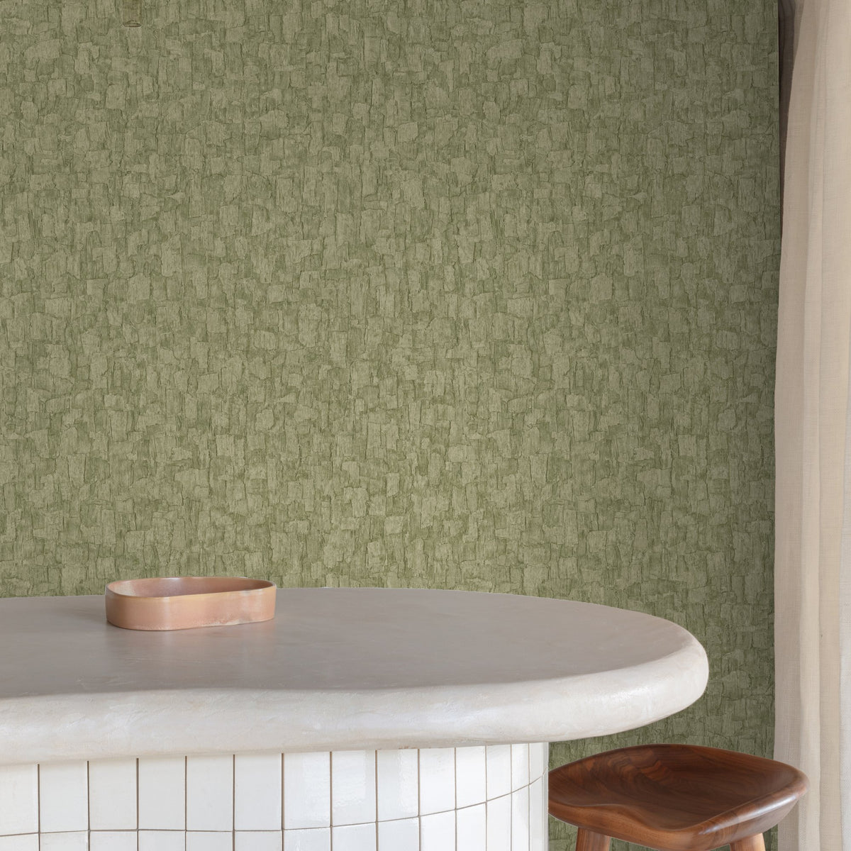 Galerie Surfaces Wood plain Green Wallpaper SF1005