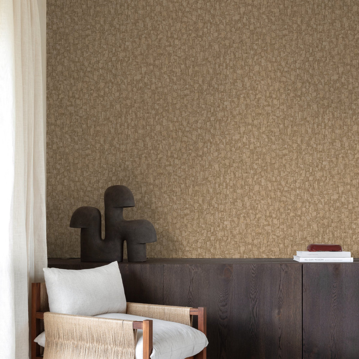 Galerie Surfaces Wood plain Brown Wallpaper SF1027