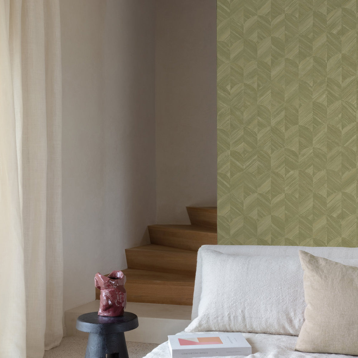 Galerie Surfaces Geometric All-over Green Wallpaper SF3205