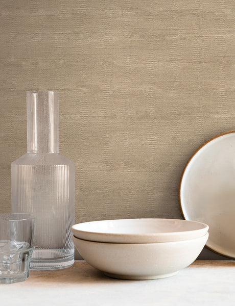 York SI18554 Shimmering Linen Light Caramel Wallpaper