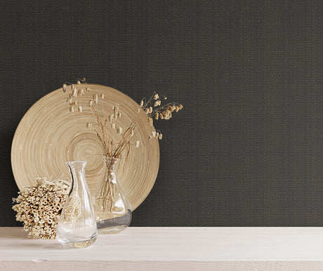 York SI24927 Bali Basketweave Black Wallpaper