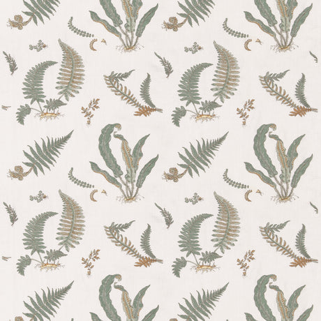 G P & J BAKER SP-BF10991.1.0 FERNS EMBROIDERY VERDIGRIS Fabric - Eade's Wallpaper