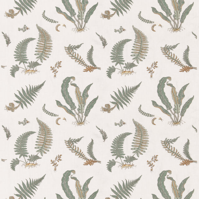 G P & J BAKER SP-BF10991.1.0 FERNS EMBROIDERY VERDIGRIS Fabric - Eade's Wallpaper
