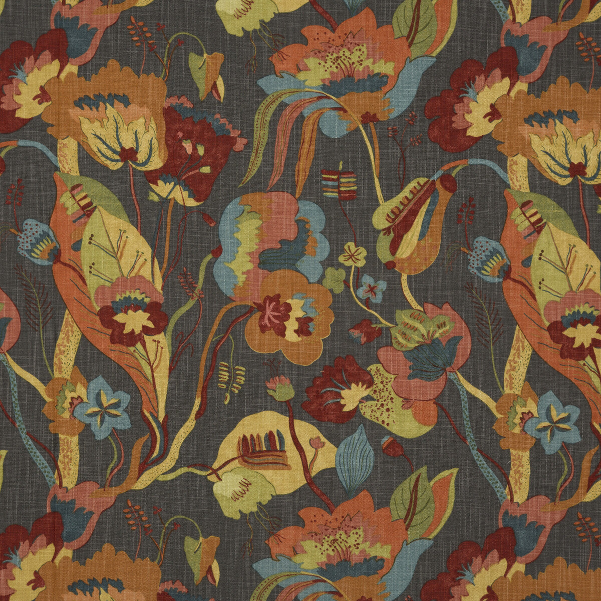 G P & J BAKER SP-BP10631.1.0 CALIFORNIA SPICE/CHARCOAL Fabric - Eade's Wallpaper