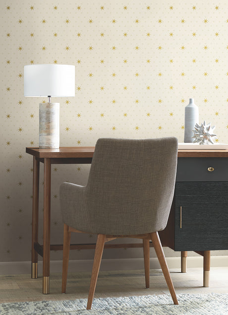 York SP1500 Stella Star Off White Metallic Wallpaper