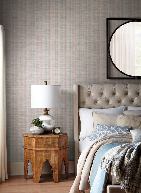 York SR1519 Red & Blue Broken Boucle Stripe Wallpaper