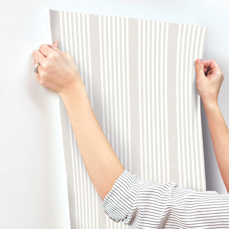 York SR1586MH French Linen Stripe Wallpaper - Eade's Wallpaper