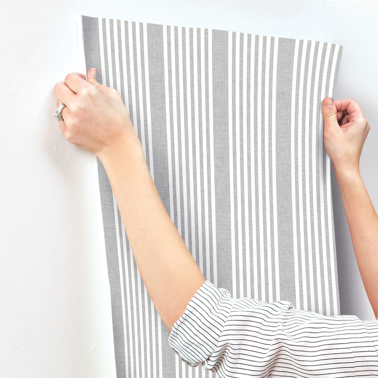 Magnolia Home SR1586MH French Charcoal Linen Stripe Wallpape