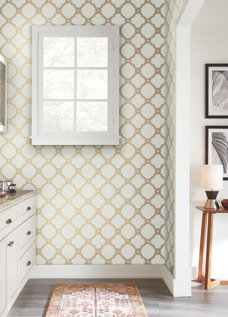 York SS2510 Open Trellis  Gold Metallic Wallpaper