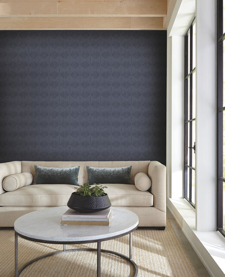 York SS2564 Palm Thatch Navy Wallpaper