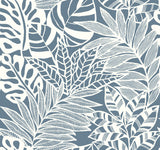York SS2576 Jungle Leaves Blue Wallpaper
