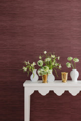 Society Social SSS6009 Aubergine Classic Faux Grasscloth Peel & Stick Wallpaper