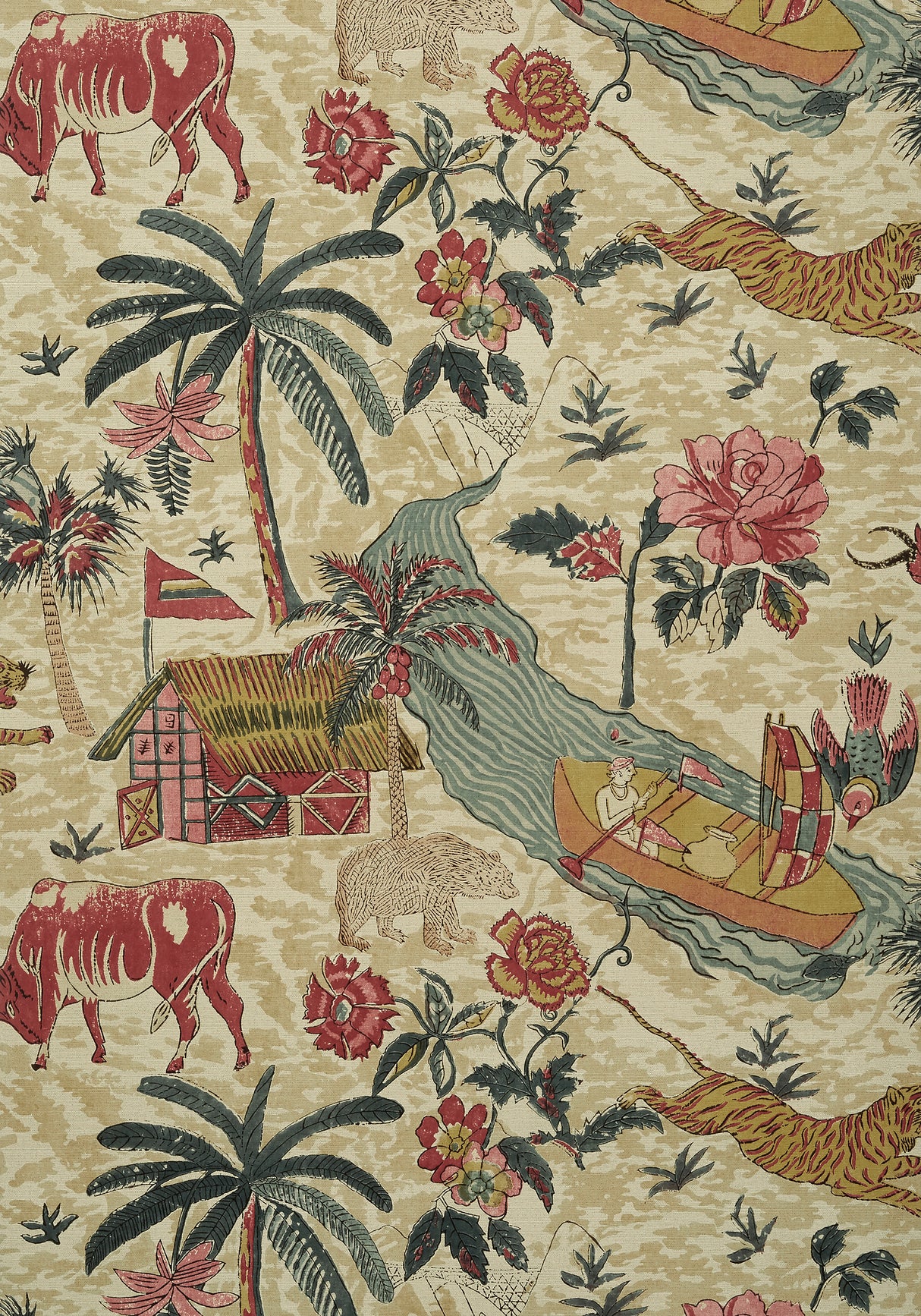 Thibaut T10233 TIGER RESERVE Wheat Wallpaper